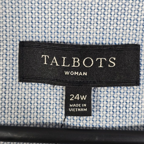 Talbots Womens Blazer 24W Blue White 2 Button Career Preppy Minimal Office - Picture 6 of 13